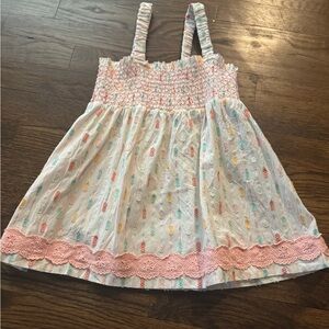 Matilda Jane Colorful Smocked tank/tunic with Pink Lace